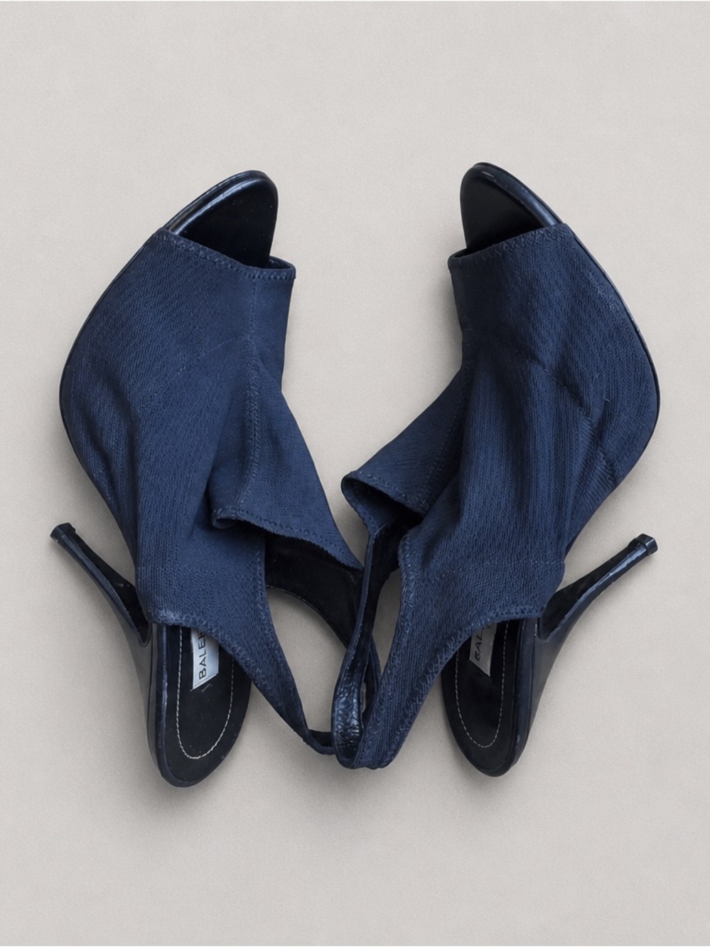 Balenciaga Black Stretch Knit Pointed Toe Ankle Booties Size 38